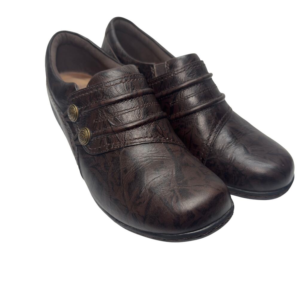 Clarks Brown Leather Slip On Comfort Clogs Women's 9.5M Teacher Work Casual